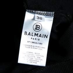 Pre Owned Balmain Black Logo Printed Cotton Sweatshirt S