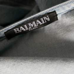 Pre Owned Balmain Blue Chambray Short Sleeve T-Shirt S