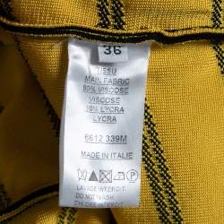 Pre Owned Balmain Black & Yellow Patterned Knit Sleeveless Bodycon Dress S