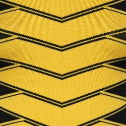 Pre Owned Balmain Black & Yellow Patterned Knit Sleeveless Bodycon Dress S