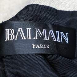 Pre Owned Balmain Cream Linen Double Breasted Blazer M