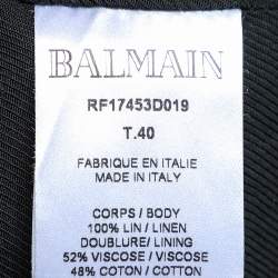 Pre Owned Balmain Cream Linen Double Breasted Blazer M