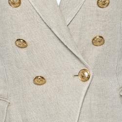 Pre Owned Balmain Cream Linen Double Breasted Blazer M