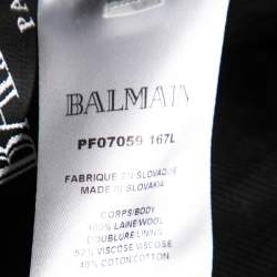 Pre Owned Balmain Blue Wool Double Breasted Blazer S