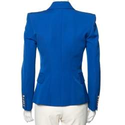 Pre Owned Balmain Blue Wool Double Breasted Blazer S