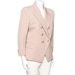 Pre Owned Balmain Beige Cotton Double Breasted Fitted Blazer XL