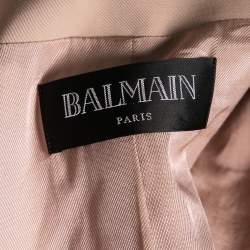 Pre Owned Balmain Beige Cotton Double Breasted Fitted Blazer XL