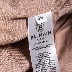 Pre Owned Balmain Beige Cotton Double Breasted Fitted Blazer XL