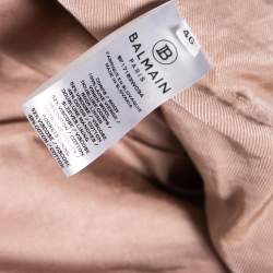 Pre Owned Balmain Beige Cotton Double Breasted Fitted Blazer XL