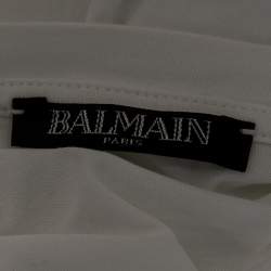 Pre Owned Balmain White Foil Logo Printed Cotton T-Shirt L