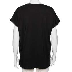 Pre Owned Balmain Black Cotton Foil Logo Top L