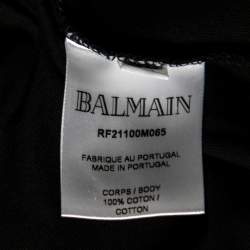 Pre Owned Balmain Black Cotton Foil Logo Top L