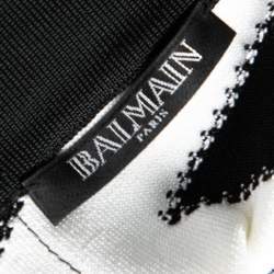 Pre Owned Balmain Monochrome Patterned Knit Mini Skirt S