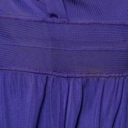 Pre Owned Balmain Purple Jersey Embellished Waist Short Dress S