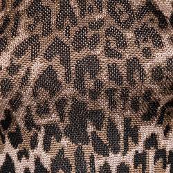 Pre Owned Balmain Brown Leopard Jacquard Knit Long Sleeve Dress S