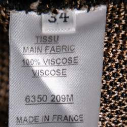 Pre Owned Balmain Brown Leopard Jacquard Knit Long Sleeve Dress S