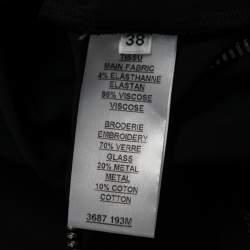 Pre Owned Balmain Black Jersey Crystal Embellished Slit Detailed Maxi Dress M