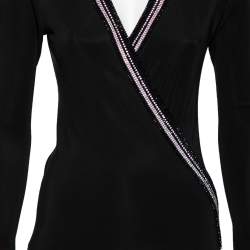 Pre Owned Balmain Black Jersey Crystal Embellished Slit Detailed Maxi Dress M