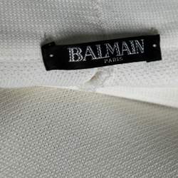Balmain White Knit Button Embellished Flared Trousers S