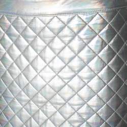 Balmain Silver Quilted Mini Skirt L