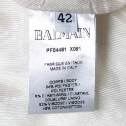 Balmain Silver Quilted Mini Skirt L