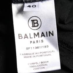Pre Owned Balmain Black Jersey Knit Logo Print T-Shirt M