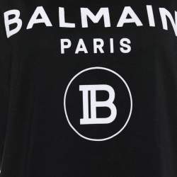 Pre Owned Balmain Black Jersey Knit Logo Print T-Shirt M