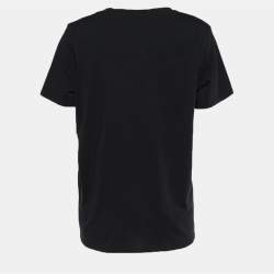 Pre Owned Balmain Black Jersey Knit Logo Print T-Shirt M