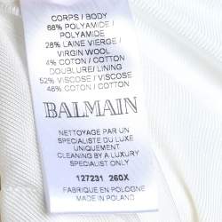 Pre Owned Balmain Ivory Tweed Double Breasted Blazer S