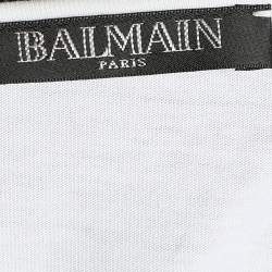 Balmain White Cotton Logo Printed Button Studded Sleeveless Top M