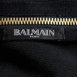 Pre Owned Balmain Black Knit Lace-Up Detail One Shoulder Bodycon Dress S