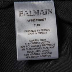 Pre Owned Balmain Monochrome Houndstooth Jacquard Mini Dress M