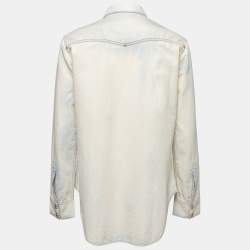 Pre Owned Balmain Bleached Blue Denim Long Sleeve Button Front Shirt M