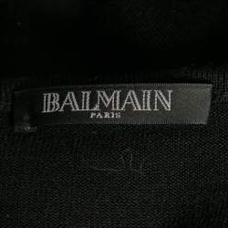 Balmain Black Wool Button Detail Long Sleeve Sweater M
