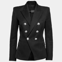 Pre Owned Balmain Black Wool Double Breasted Blazer M
