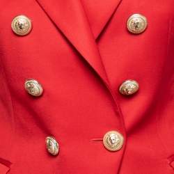 Pre Owned Balmain Red Wool Double Breasted Blazer M