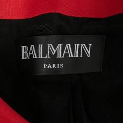 Pre Owned Balmain Red Wool Double Breasted Blazer M
