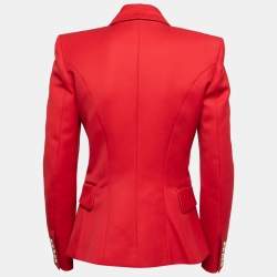 Pre Owned Balmain Red Wool Double Breasted Blazer M