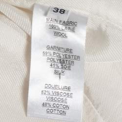 Pre Owned Balmain Cream Wool & Satin Trimmed Double Breasted Tuxedo Jacket M