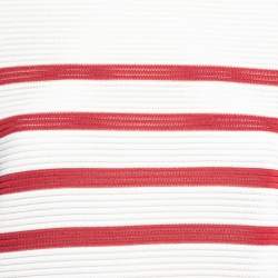 Pre Owned Balmain Ivory & Red Striped Knit Button Detail Long Sleeve Dress M