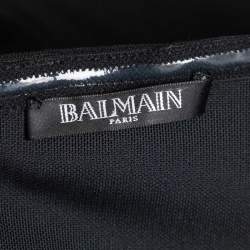 Pre Owned Balmain Black Cotton Double Breasted Halter Neck Short Dress L