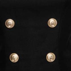 Pre Owned Balmain Black Cotton Double Breasted Halter Neck Short Dress S