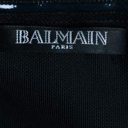 Pre Owned Balmain Black Cotton Double Breasted Halter Neck Short Dress S