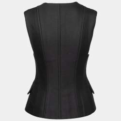 Pre Owned Balmain Black Knit Pocket Detail Zip Front Sleeveless Jacket M