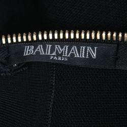 Pre Owned Balmain Black Stretch Knit Lace Up Detail Bodycon Dress S