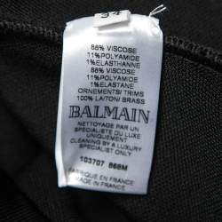 Pre Owned Balmain Black Stretch Knit Lace Up Detail Bodycon Dress S