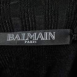 Pre Owned Balmain Black Jersey Gold Button Detail Dress S