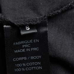 Pre Owned Balmain Black Logo Print Cotton Button Detail Crew Neck T-Shirt S
