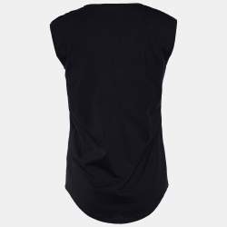 Pre Owned Balmain Black Cotton Logo T-Shirt S