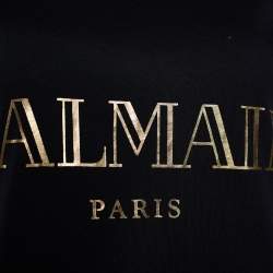 Pre Owned Balmain Black Cotton Logo T-Shirt S